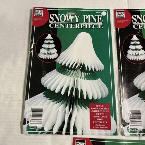 Paper Magic Group Christmas Honeycomb Tissue Centerpiece Lot Snowy Pine Snowman - Picture 4 of 11